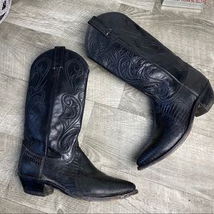 Dan post black leather cow boy boots